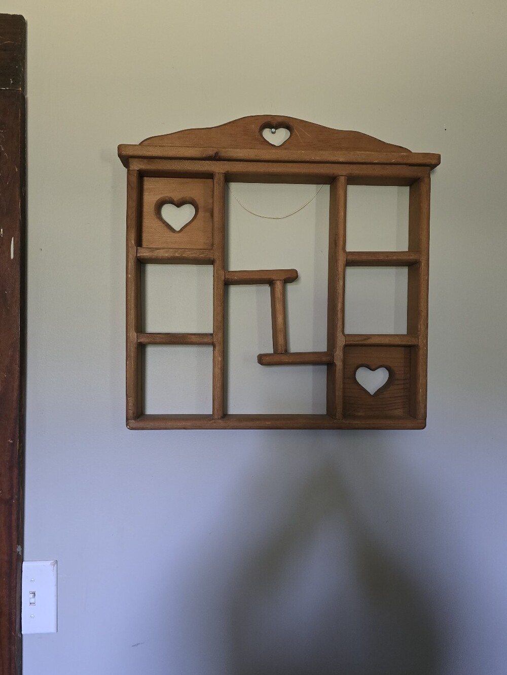 Wooden Heart Shelf Wall Decor - Brown